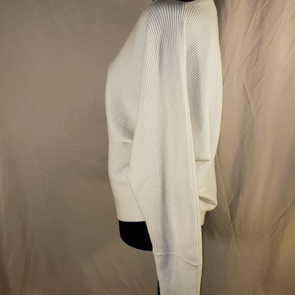 Nine West Gorgeous White Ribbed Knit Top w/Batwing Sleeves - L - Picture 3 of 5